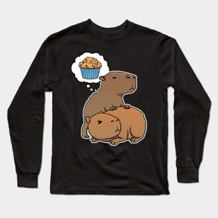 Capybara hungry for Chocolate Chip Muffins Long Sleeve T-Shirt